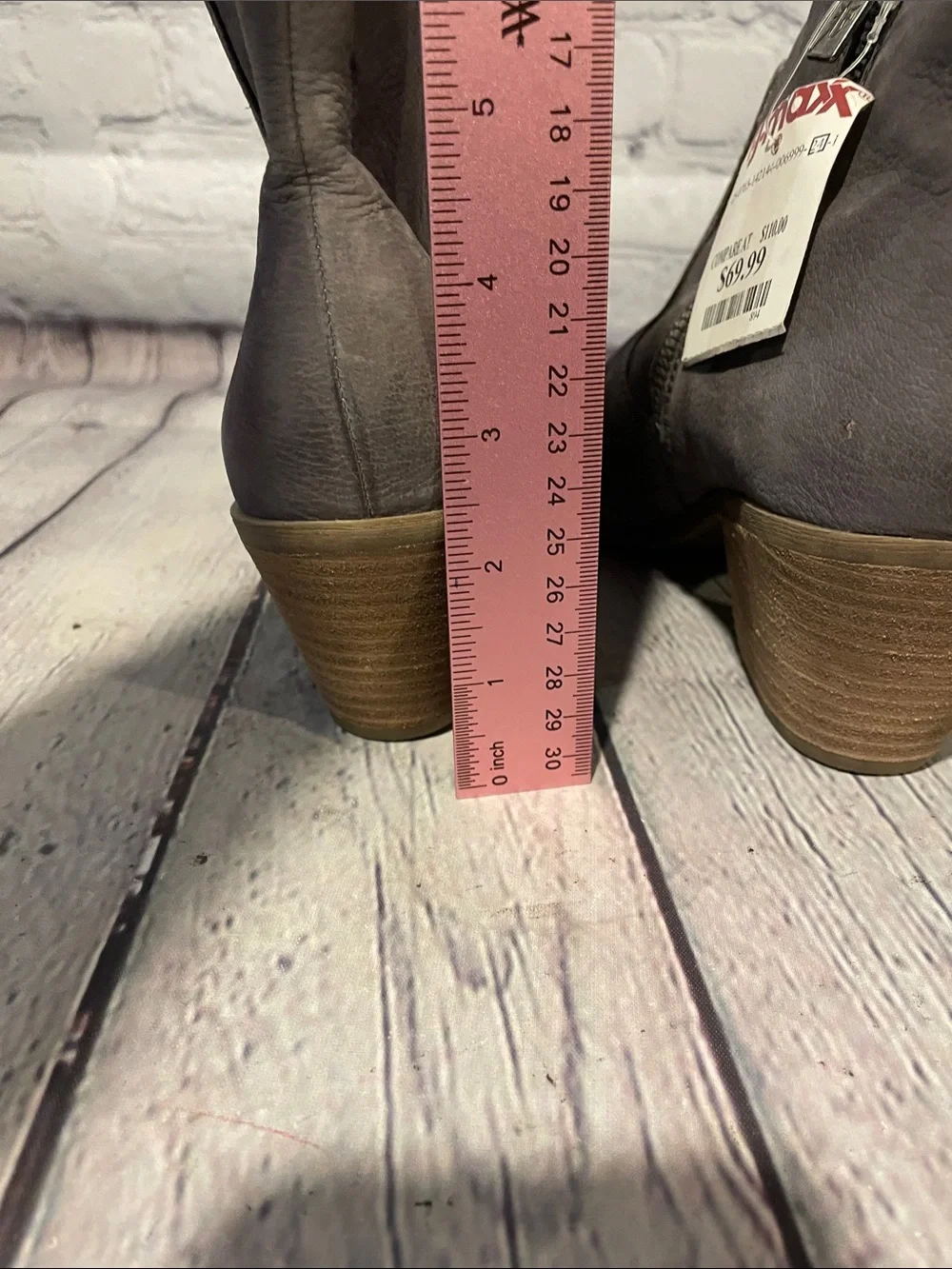 Frye Gray Suede Ankle Booties with Low Stacked Heel 9.5